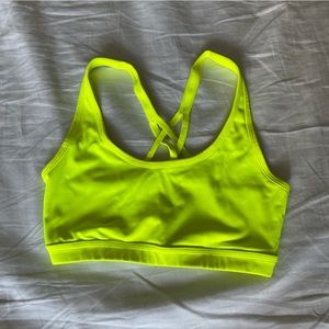 Bright yellow sports bra